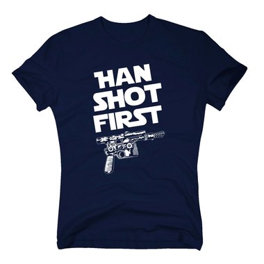 Herren T-Shirt - Han shot first weiss-schwarz 5XL