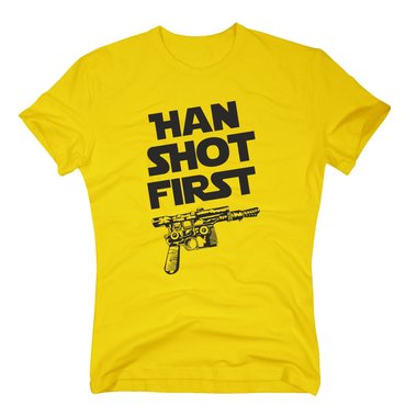 Herren T-Shirt - Han shot first weiss-schwarz 5XL