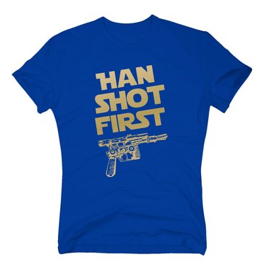 Herren T-Shirt - Han shot first weiss-schwarz 5XL