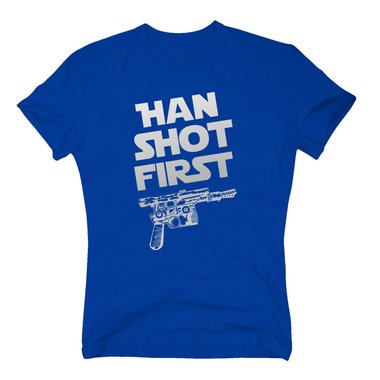 Herren T-Shirt - Han shot first weiss-schwarz 5XL