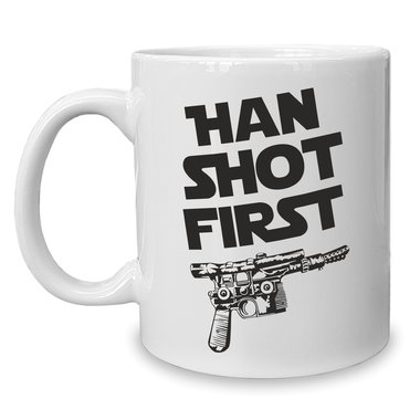 Kaffeebecher - Tasse - Han Shot First weiss-schwarz