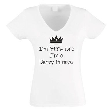 Damen T-Shirt V-Neck - 99.9% Fantasy Princess weiss-schwarz XXL