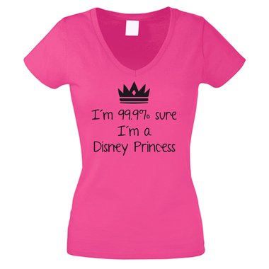 Damen T-Shirt V-Neck - 99.9% Fantasy Princess weiss-schwarz XXL