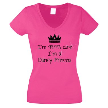 Damen T-Shirt V-Neck - 99.9% Fantasy Princess weiss-schwarz XXL