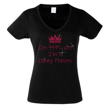 Damen T-Shirt V-Neck - 99.9% Fantasy Princess weiss-schwarz XXL