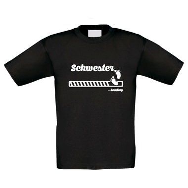 Kinder T-Shirt - Schwester loading weiss-schwarz 152-164