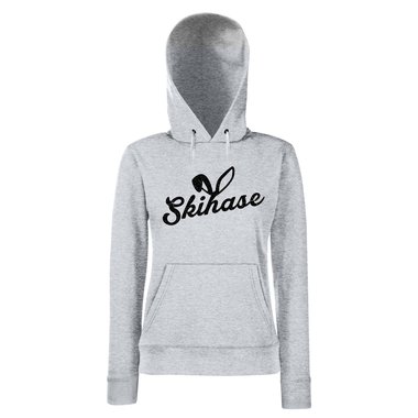 Damen Hoodie - Skihase schwarz-silberglitzer XS