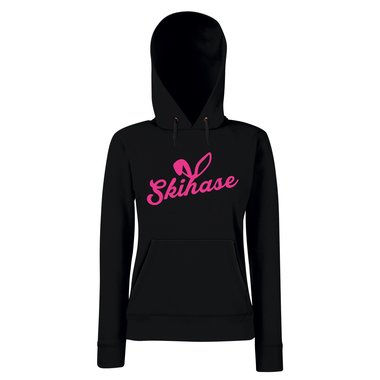 Damen Hoodie - Skihase schwarz-silberglitzer XS