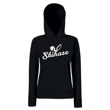 Damen Hoodie - Skihase schwarz-silberglitzer XS