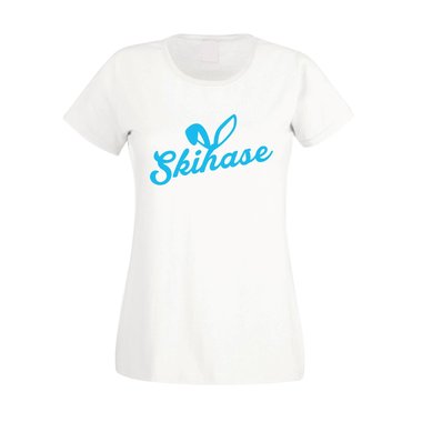 Damen T-Shirt - Skihase weiss-schwarzglitzer XXL