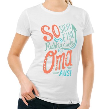 Damen T-Shirt - richtig coole Oma schwarz-gelb S