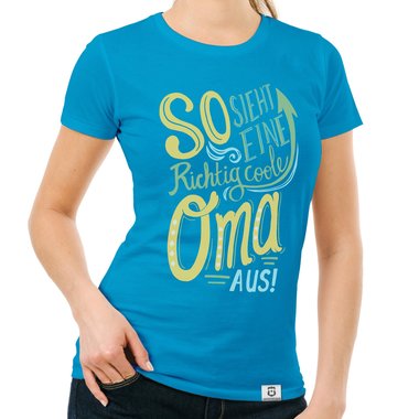 Damen T-Shirt - richtig coole Oma schwarz-gelb M