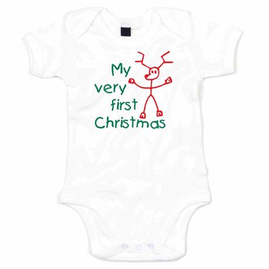 Baby Body - My very first Christmas weiss-gruen 68-80