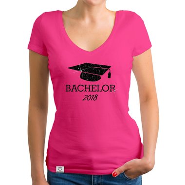 Damen T-Shirt V-Neck - Bachelor 2018 - Glitzer