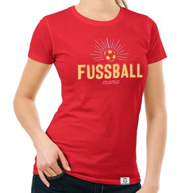 Damen T-Shirt - Fuball Mama fuchsia-gelb XS