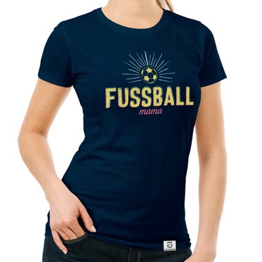 Damen T-Shirt - Fuball Mama weiss-hellblau XXL