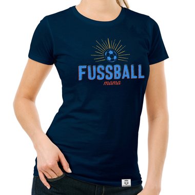 Damen T-Shirt - Fuball Mama weiss-hellblau XXL