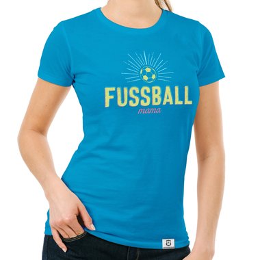 Damen T-Shirt - Fuball Mama weiss-hellblau XXL