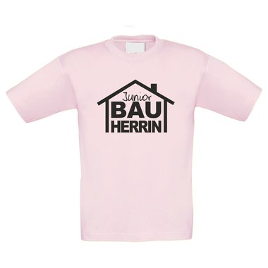 T-Shirt Kinder Junior Bauherrin rosa-schwarz 98-104