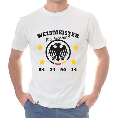 Herren T-Shirt - Deutschland Fuball Weltmeister 54 74 90 14 weiss-schwarz 5XL