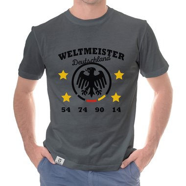 Herren T-Shirt - Deutschland Fuball Weltmeister 54 74 90 14 weiss-schwarz 5XL