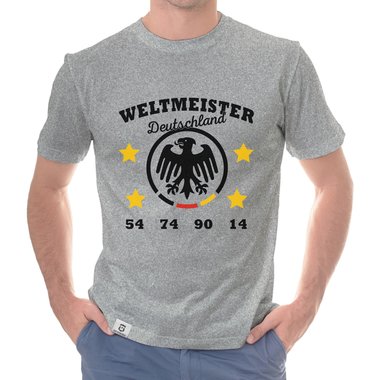 Herren T-Shirt - Deutschland Fuball Weltmeister 54 74 90 14 weiss-schwarz 5XL