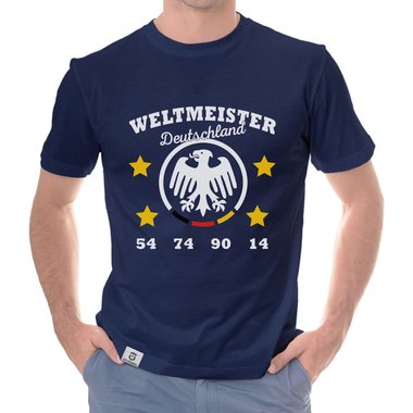 Herren T-Shirt - Deutschland Fuball Weltmeister 54 74 90 14 weiss-schwarz 5XL