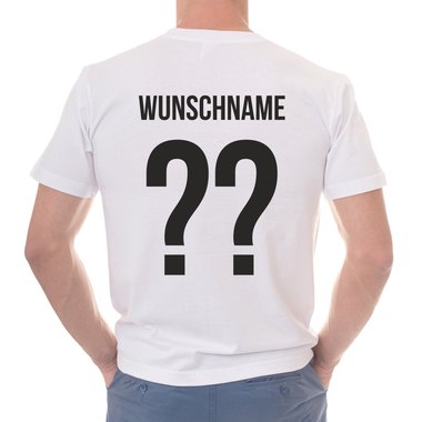 Herren T-Shirt - Deutschland - Flaggenlinien mit Wunschnamen und Wunschnummer dunkelgrau-weiss S