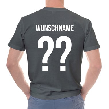 Herren T-Shirt - Deutschland - Flaggenlinien mit Wunschnamen und Wunschnummer dunkelgrau-weiss S