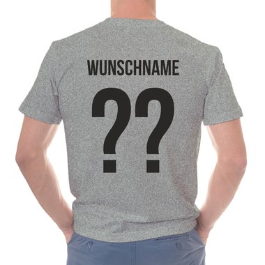 Herren T-Shirt - Deutschland - Flaggenlinien mit Wunschnamen und Wunschnummer dunkelgrau-weiss S