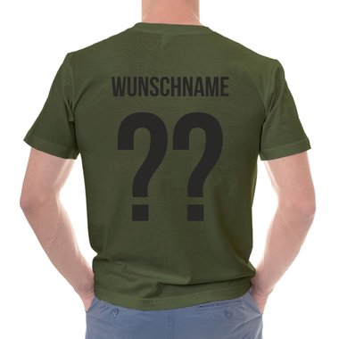 Herren T-Shirt - Deutschland - Flaggenlinien mit Wunschnamen und Wunschnummer dunkelgrau-weiss S