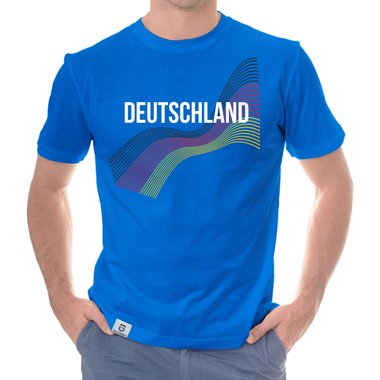 Herren T-Shirt - Deutschland - Flaggenlinien mit Wunschnamen und Wunschnummer dunkelgrau-weiss S