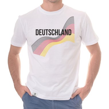 Herren T-Shirt - Deutschland - Flaggenlinien mit Wunschnamen und Wunschnummer dunkelgrau-weiss S