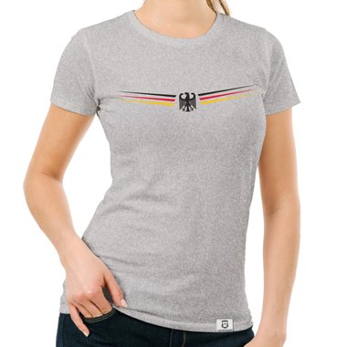 Damen T-Shirt - Deutschland Shirt mit Wunschnamen und Wunschnummer hellgrau-schwarz XXL