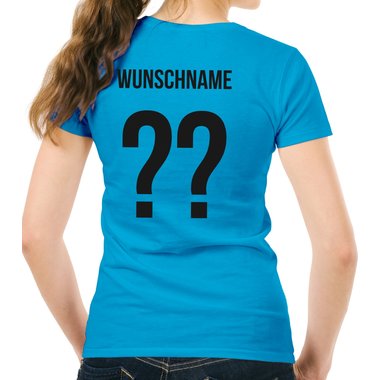 Damen T-Shirt - Deutschland Shirt mit Wunschnamen und Wunschnummer hellgrau-schwarz XXL