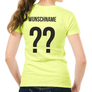 Damen T-Shirt - Deutschland Shirt mit Wunschnamen und Wunschnummer hellgrau-schwarz XXL