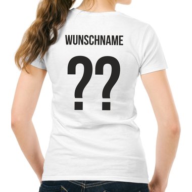 Damen T-Shirt - Deutschland Shirt mit Wunschnamen und Wunschnummer hellgrau-schwarz XXL