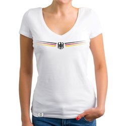 Damen Fuball T-Shirt V-Neck mit Wunschnummer und...