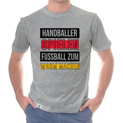 Herren T-Shirt - Handballer spielen Fuball zum Warmmachen