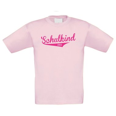 Kinder T-Shirt zur Einschulung - Schulkind 2018 fuchsia-weiss 98-104