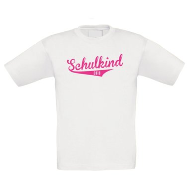 Kinder T-Shirt zur Einschulung - Schulkind 2018 fuchsia-weiss 98-104