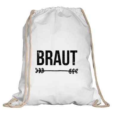 JGA Turnbeutel - Braut weiss-schwarzglitzer