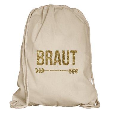 JGA Turnbeutel - Braut weiss-schwarzglitzer