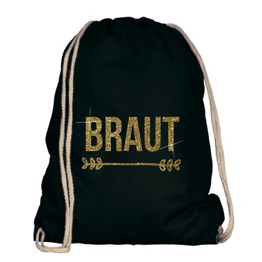 JGA Turnbeutel - Braut weiss-schwarzglitzer