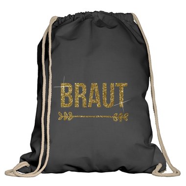 JGA Turnbeutel - Braut weiss-schwarzglitzer