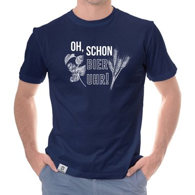 Herren T-Shirt - Oh, schon Bier Uhr! schwarz-weiss 5XL