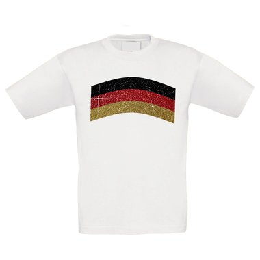 Kinder T-Shirt - Deutschland - Glitzer weiss-schwarzglitzer 152-164