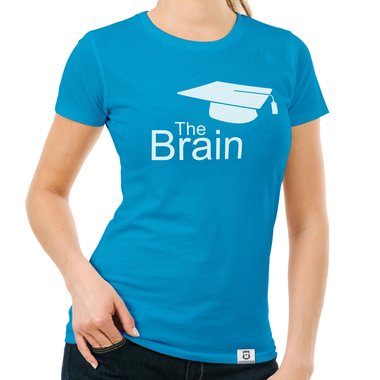 Damen T-Shirt - The Brain weiss-schwarz XXL