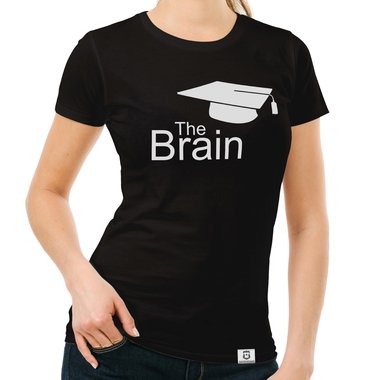 Damen T-Shirt - The Brain weiss-schwarz XXL