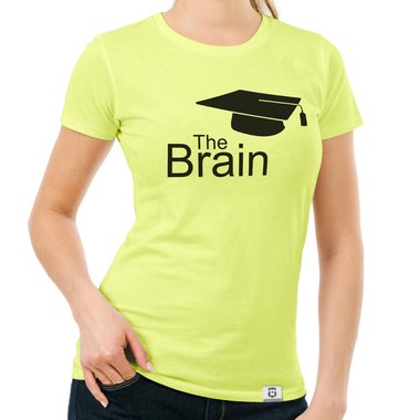 Damen T-Shirt - The Brain weiss-schwarz XXL